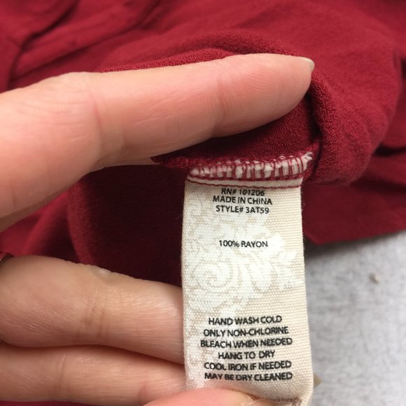 Soft Surroundings Blouse Top Size PS Womans Petite Red Button Front Long Sleeve - Picture 12 of 15